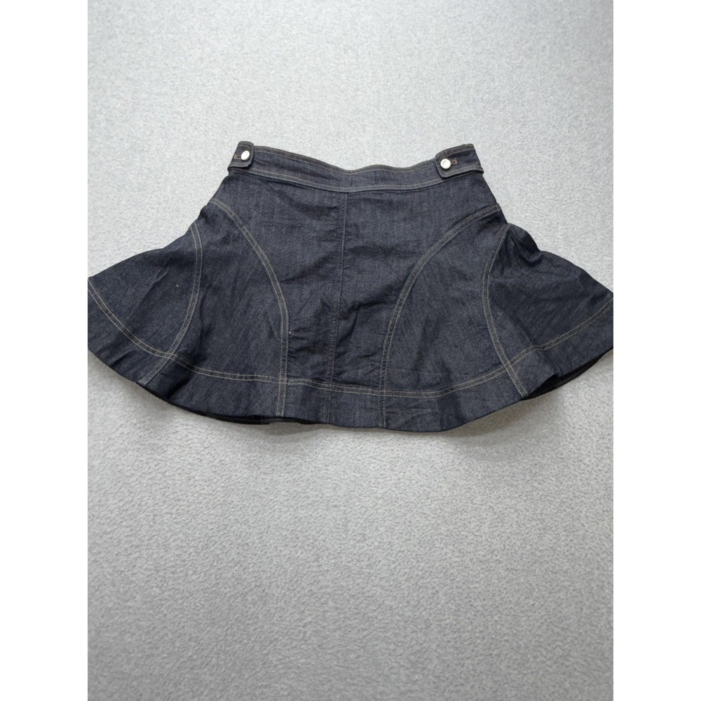 Pilcro Skirt Womens 14 Blue Denim Skater Mini Button Zip Stretch High Waist - Picture 10 of 12